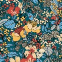 Papeldecor|Papier peint floral design rétro bleu pétrole multicolore|Papier Peint