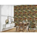 Papeldecor|Mustard yellow wallpaper with minimalist trees|Wallpaper
