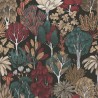 Papeldecor|Papier peint arbres et feuilles modernes sur fond noir|Papier Peint