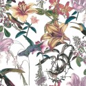 Papeldecor|Romantische Blumentapete mit Kolibris|Tapeten