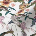 Papeldecor|Romantische Blumentapete mit Kolibris|Tapeten