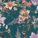 Papeldecor|Papier peint floral romantique avec oiseaux vert émeraude|Papier Peint