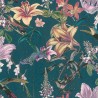 Papeldecor|Wallpaper romantic floral with birds emerald green|Wallpaper