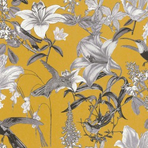 Papeldecor|Modern design wallpaper with arched blue and metallic bronze motifs|Wallpaper