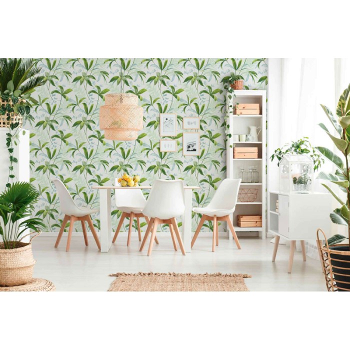 Papeldecor|Papier peint superbe imprimé floral aquarelle feuilles vertes|Papier Peint