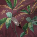 Papeldecor|Papel pintado floral acuarela con fondo rojo burdeos|Papel Pintado