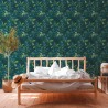Papeldecor|Papel pintado flores de acuarela verde y azul|Papel Pintado