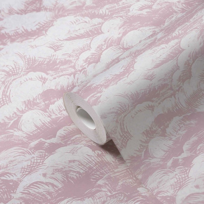 Papeldecor|Wallpaper toile de jouy landscape, pink clouds|Wallpaper
