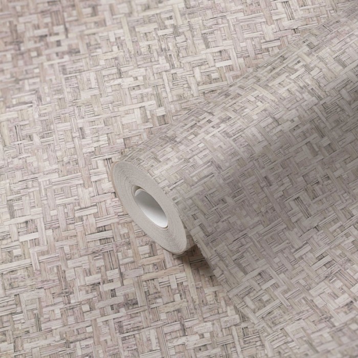Papeldecor|Papel pintado efecto rafia o mimbre trenzado beige crudo|Papel Pintado