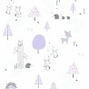 Papeldecor|Waldtiere weiße und lila Kinder-Tapete|Tapeten