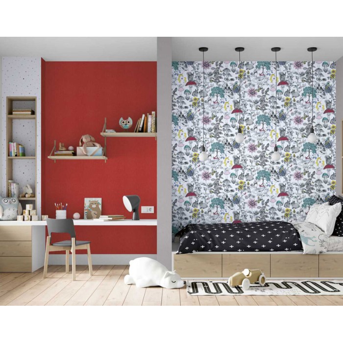 Papeldecor|Tapete Kinder mit Blumen und Waldtieren|Tapeten