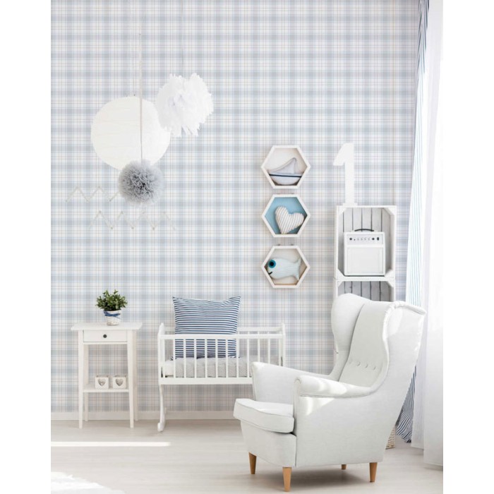 Papeldecor|Papel pintado infantil cuadros infantiles azules y grises|Papel Pintado