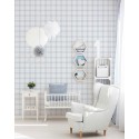 Papeldecor|Papel pintado infantil cuadros infantiles azules y grises|Papel Pintado