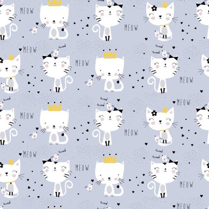 Papeldecor|Papel pintado infantil gris gatitos blanco|Papel Pintado