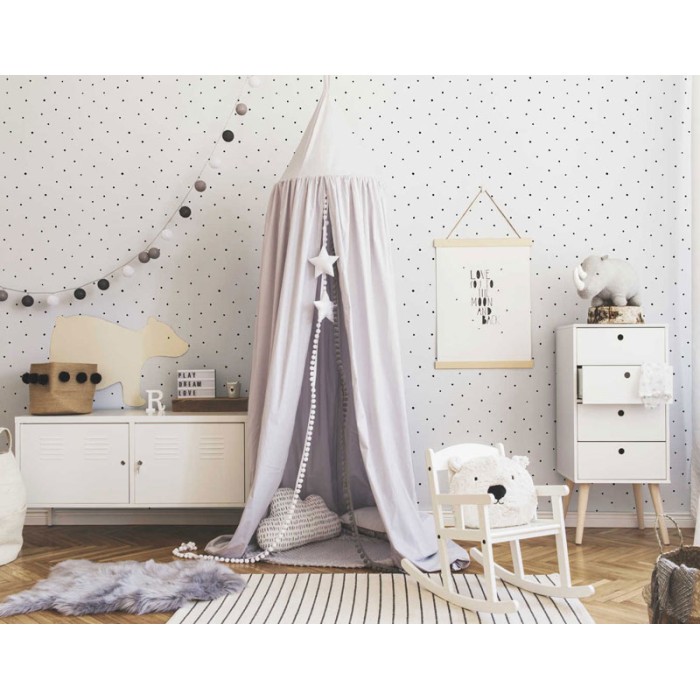 Papeldecor|Papel pintado infantil lunares blanco y negro|Papel Pintado