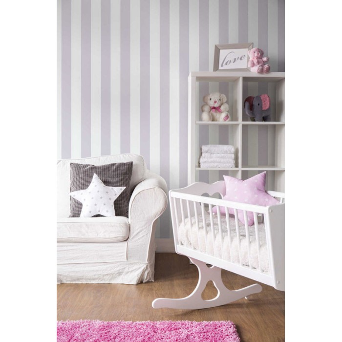 Papeldecor|Children's wallpaper with gray and white stripes|Wallpaper