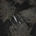 Papeldecor|Papier peint floral style baroque avec plumes noires et dorées|Papier Peint
