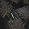 Papeldecor|Papier peint floral style baroque avec plumes noires et dorées|Papier Peint