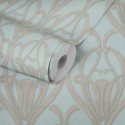Papeldecor|Papel pintado verde menta patrón Art Deco efecto texturizado|Papel Pintado
