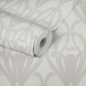 Papeldecor|Papel pintado ornamental Art Deco gris con relieves|Papel Pintado