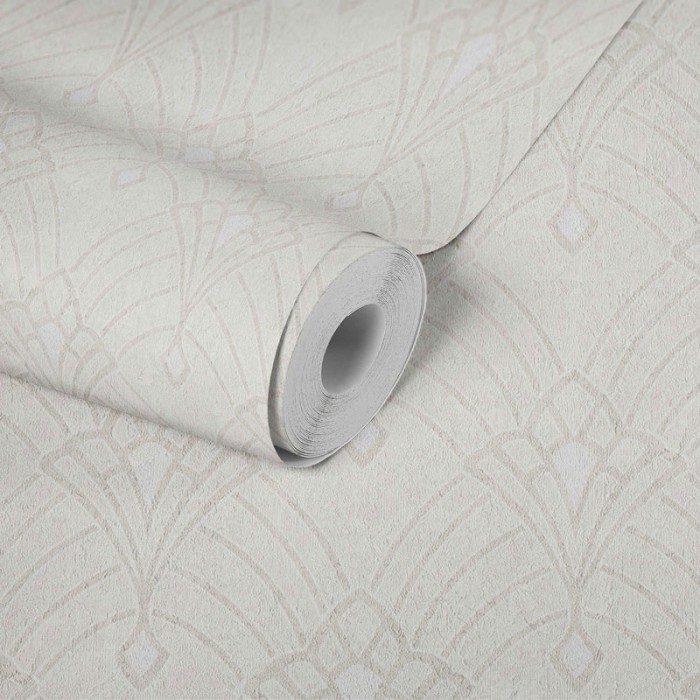 Papeldecor|Art-déco-Tapete Beige-Creme mit Metallic-Details|Tapeten