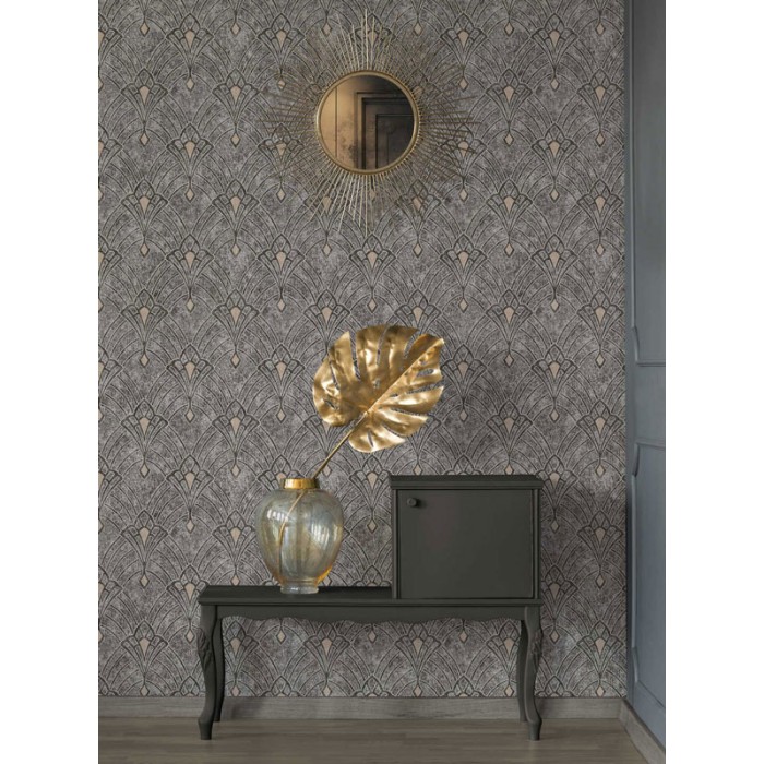 Papeldecor|Papel pintado estilo Art Deco negro efecto brillo y texturizado|Papel Pintado