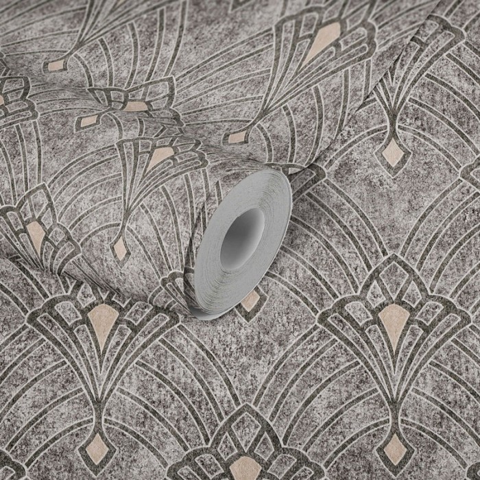 Papeldecor|Papel pintado estilo Art Deco negro efecto brillo y texturizado|Papel Pintado