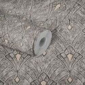 Papeldecor|Papier peint art déco noir brillant texturé|Papier Peint