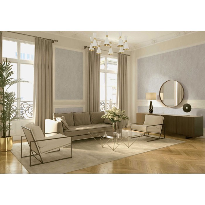 Papeldecor|Damasttapete mit Kronleuchtern und Perlen in Champagnerfarbe|Tapeten