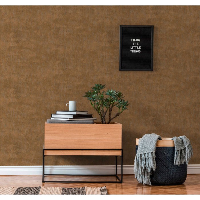 Papeldecor|Rust-coloured textured wallpaper with metallic details|Wallpaper