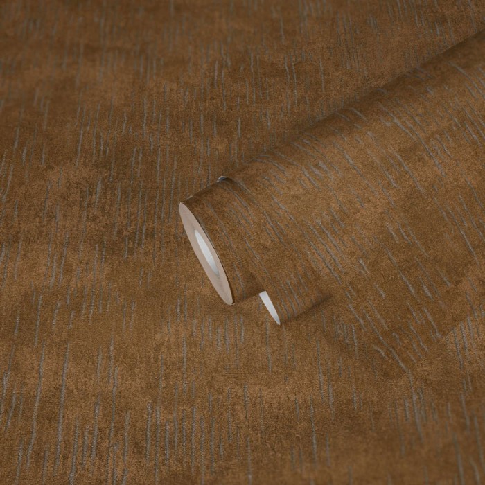 Papeldecor|Rust-coloured textured wallpaper with metallic details|Wallpaper