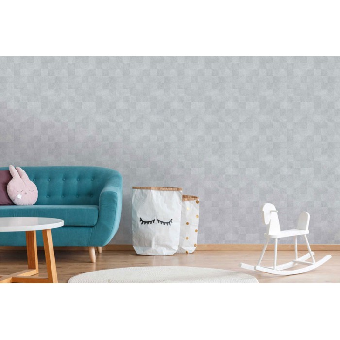 Papeldecor|Tapete Karos Grau mit metallischem Glanz|Tapeten