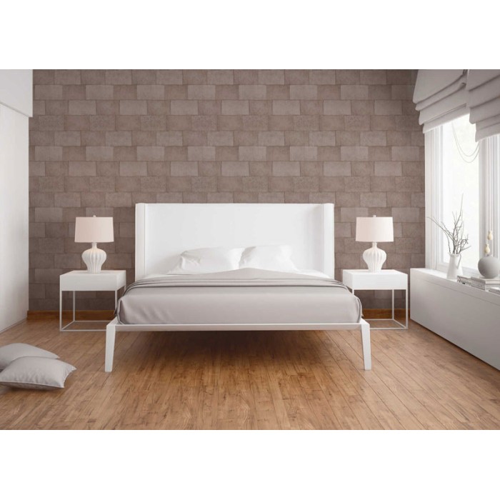 Papeldecor|Brown masonry block wallpaper with metallic accents|Wallpaper
