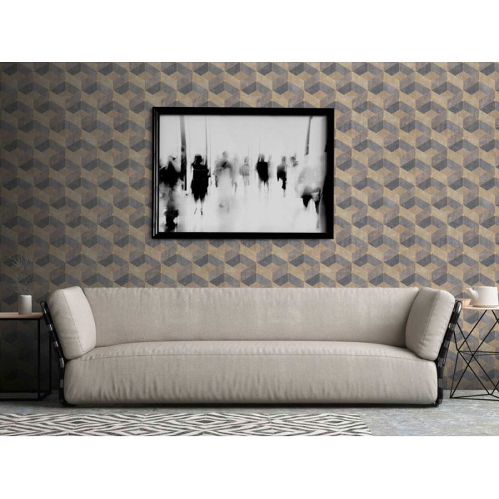 Papeldecor|Gelb-braun-schwarze geometrische Tapete|Tapeten