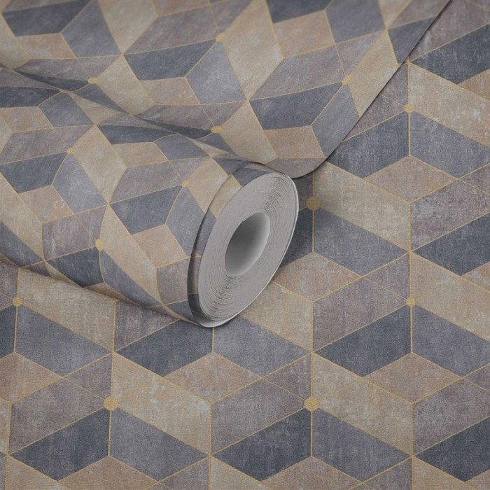 Papeldecor|Gelb-braun-schwarze geometrische Tapete|Tapeten