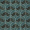 Papeldecor|Papier peint géométrique vert avec détails métalliques|Papier Peint