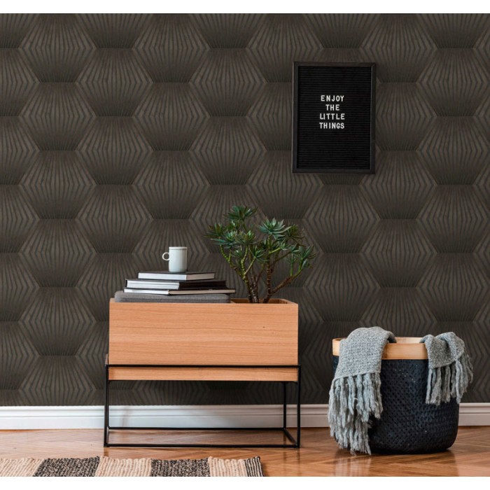 Papeldecor|Papel pintado retro estilo Art Deco marrón y negro|Papel Pintado