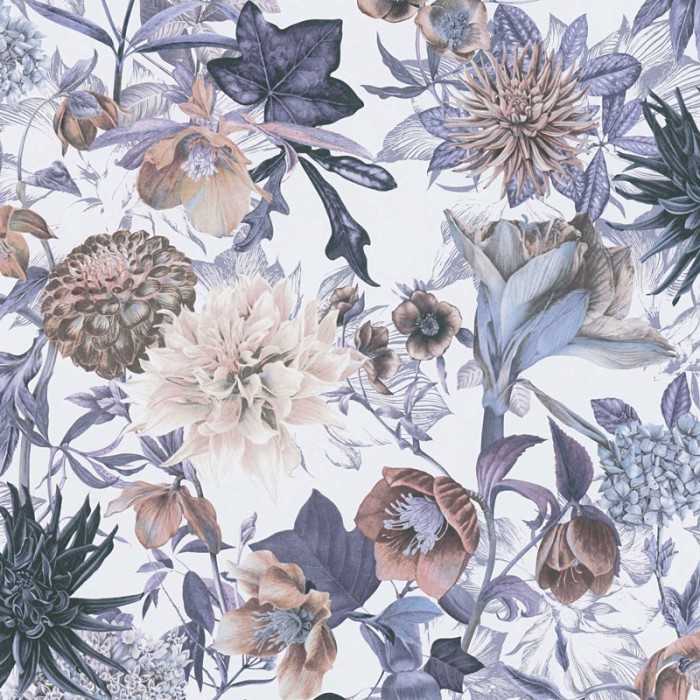 Papel Pintado patrón floral silvestre azul - As Creation Dream Flowery 381751