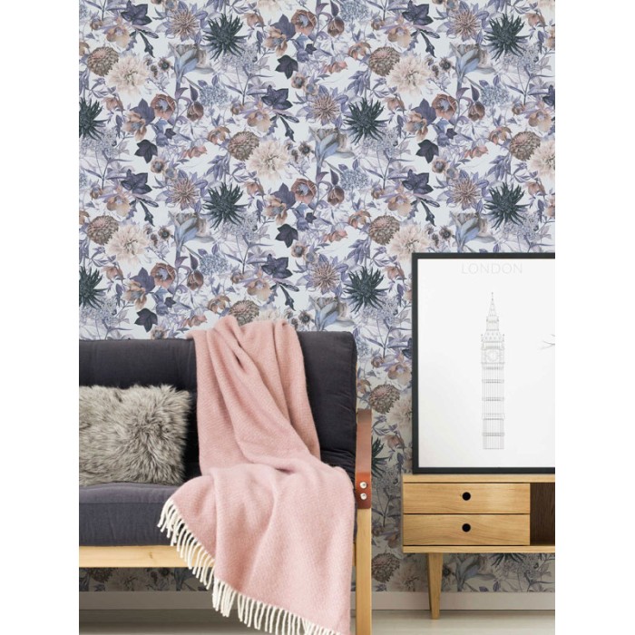 As Creation|Papier Peint motif floral sauvage bleu|Papier Peint
