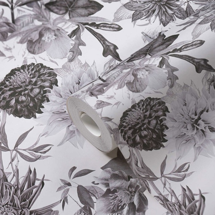 As Creation|Wallpaper floral with black and white flower pattern|Wallpaper