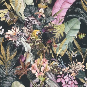 As Creation|Wallpaper tropical fauna and flowers with a white background|Wallpaper
