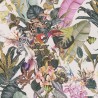 As Creation|Wallpaper tropical fauna and flowers with a white background|Wallpaper