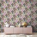 As Creation|Wallpaper tropical fauna and flowers with a white background|Wallpaper