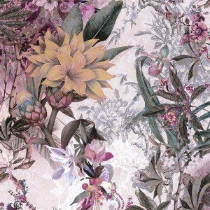 Papeldecor|Papier peint floral design motif scandinave, fond blanc|Papier Peint