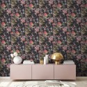 As Creation|Tapete mit Magnolien und schwarzem Hintergrund|Tapeten