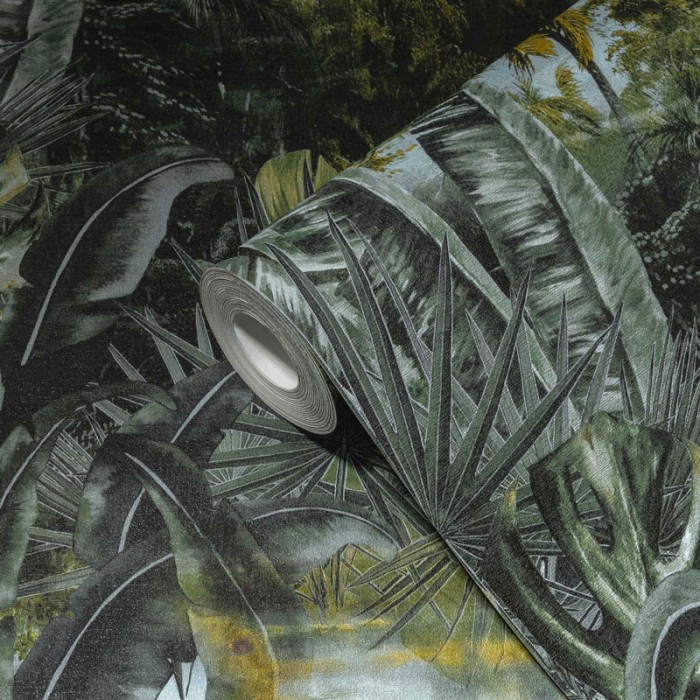 As Creation|Wallpaper jungle green palm trees colonial style|Wallpaper