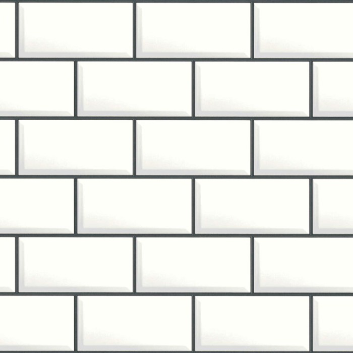 As Creation|Papel Pintado emulación de azulejos de baño blanco y negro|Papel Pintado
