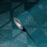 As Creation|Tapete metallisch petrolblau geometrisch|Tapeten