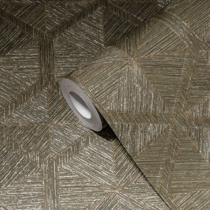 As Creation|Metallic geometric wallpaper in golden brown|Wallpaper