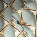 As Creation|Modern 3D effect Wallpaper in metallic green and gold|Retro